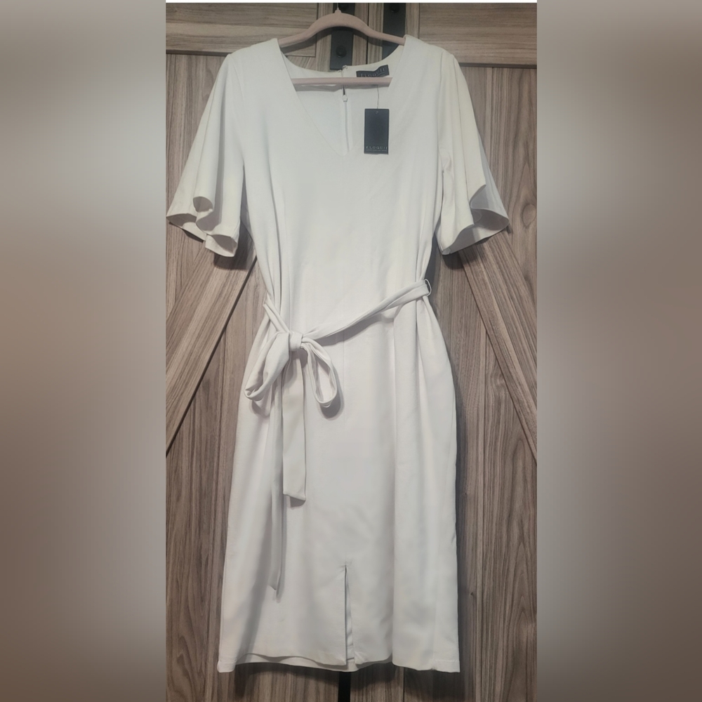 White V-neck midi dress
